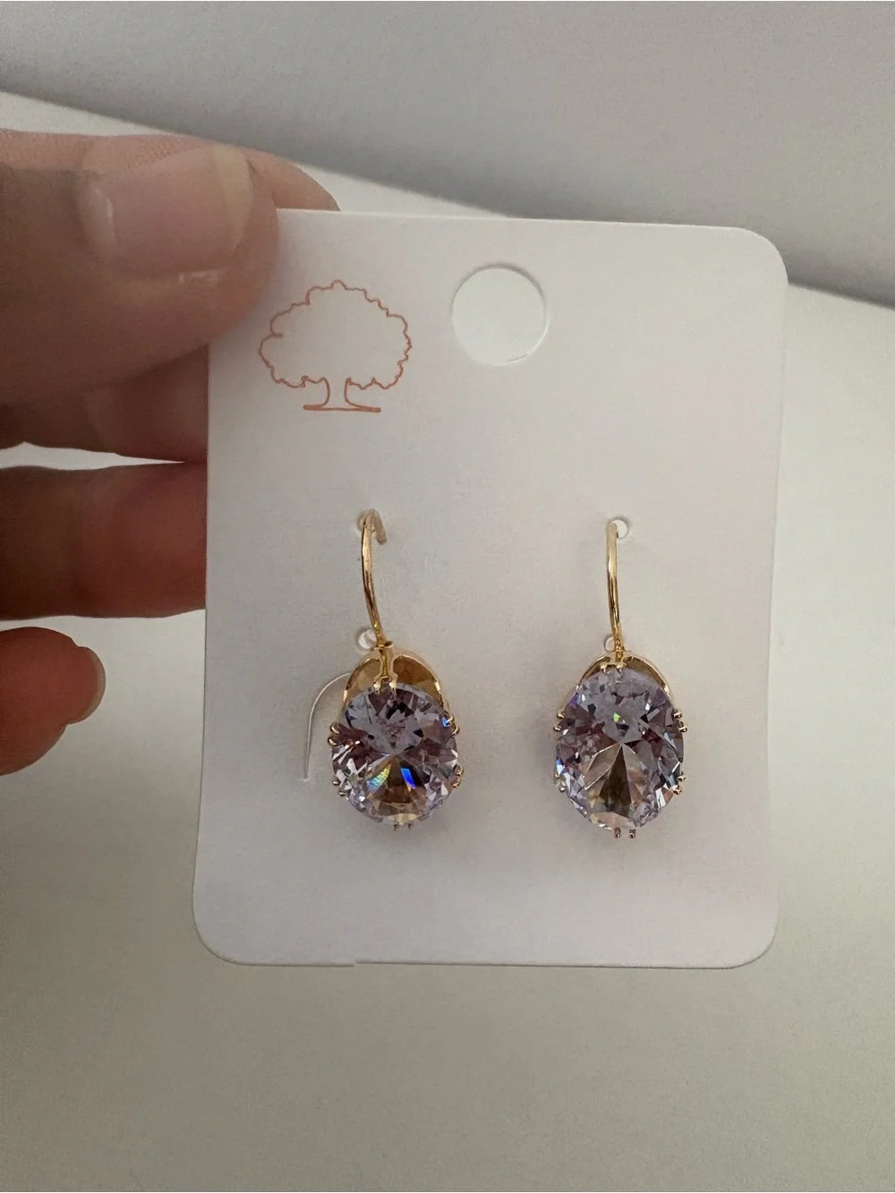 Delicate Crystal Drop Earrings - Gold Tone